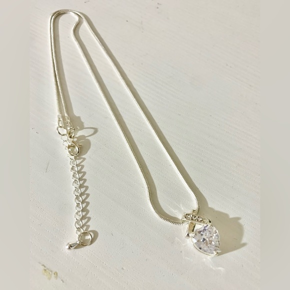 Park Lane Silver Necklace with Clear Gemstone - Picture 3 of 4